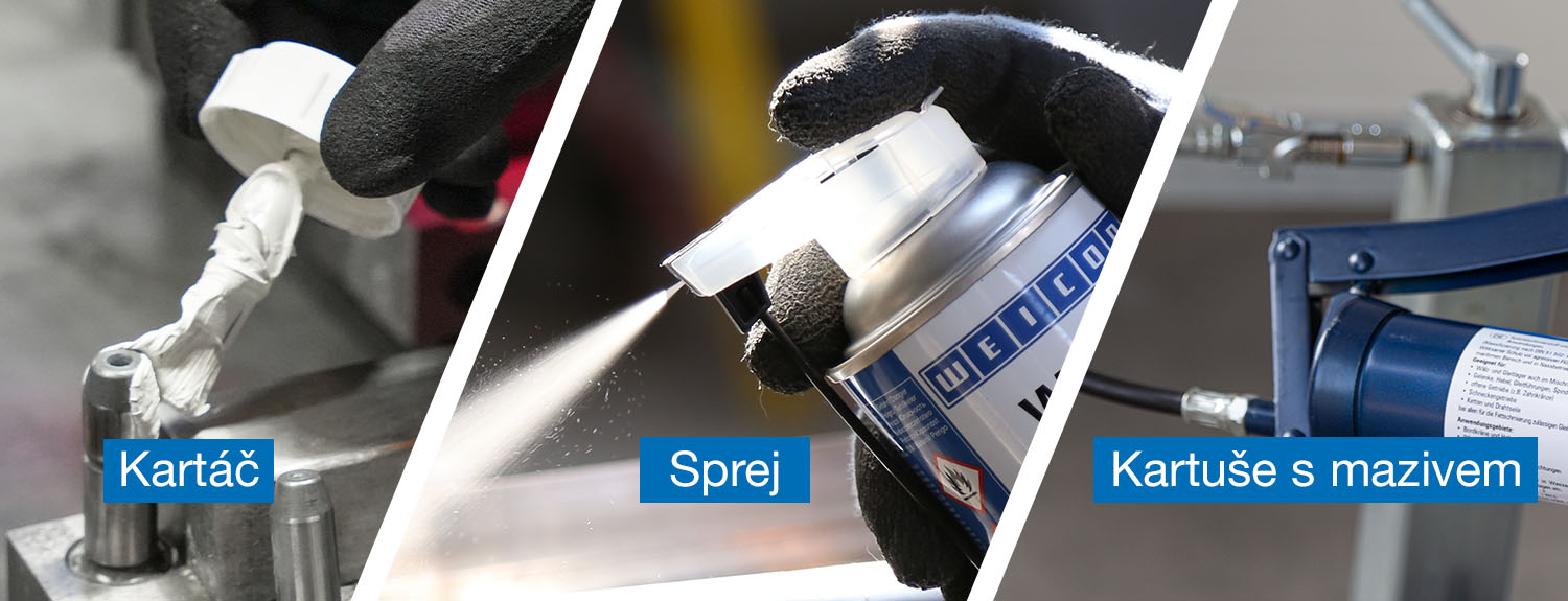 Štětec, sprej, kartuše s mazivem