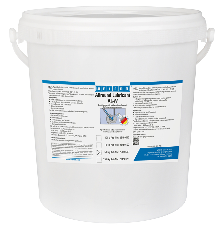 Vysoce výkonné plastické mazivo AL-W | Speciální mazivo také pro podvodní aplikace