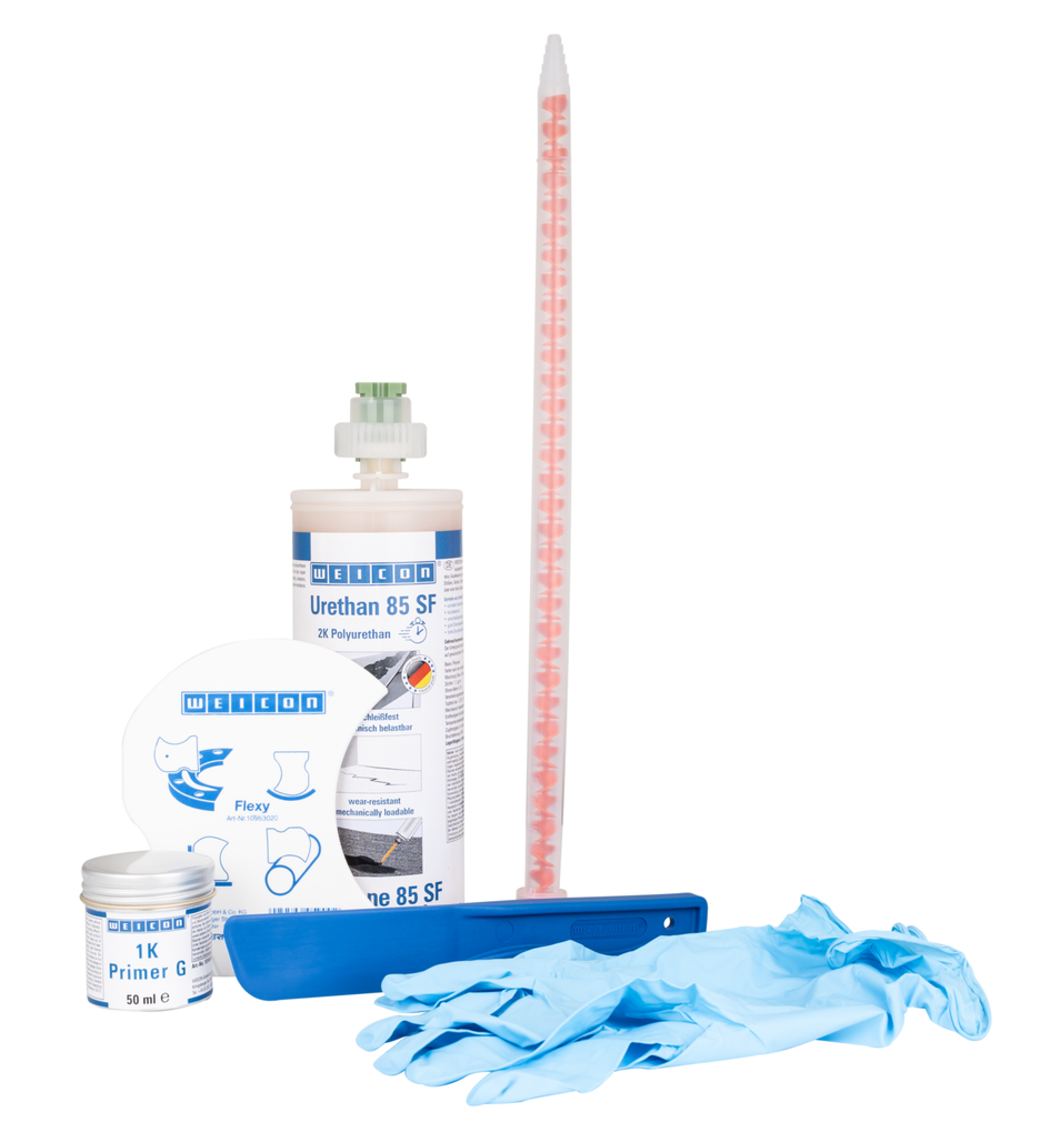 Opravárenská sada na pásy SF | fast curing polyurea repair and coating compound for rubber surfaces, work pack