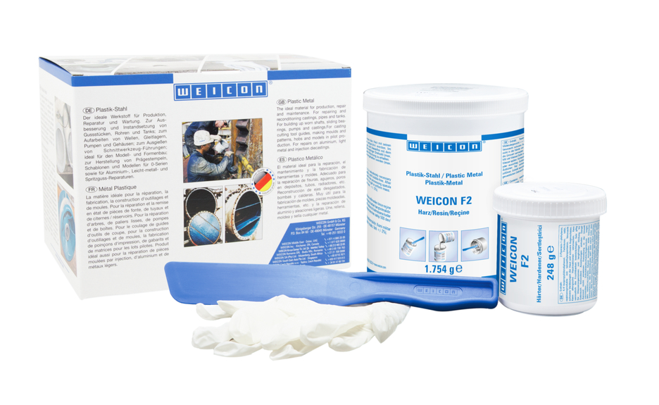 WEICON F2 | systém epoxidové pryskyřice plněný hliníkem pro opravy a kompenzaci mezer