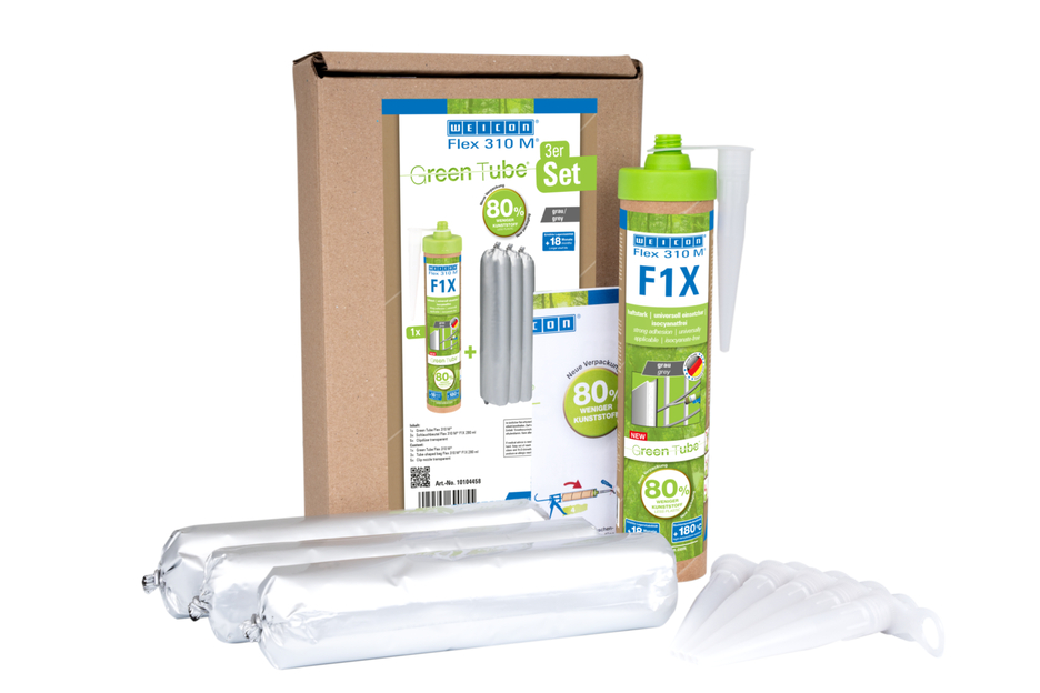 WEICON Green Tube Flex 310 M F1X | Lepidlo a těsnění na bázi MS polymerů s velmi vysokou počáteční přilnavostí, odolný vůči teplotám do 180 °C.