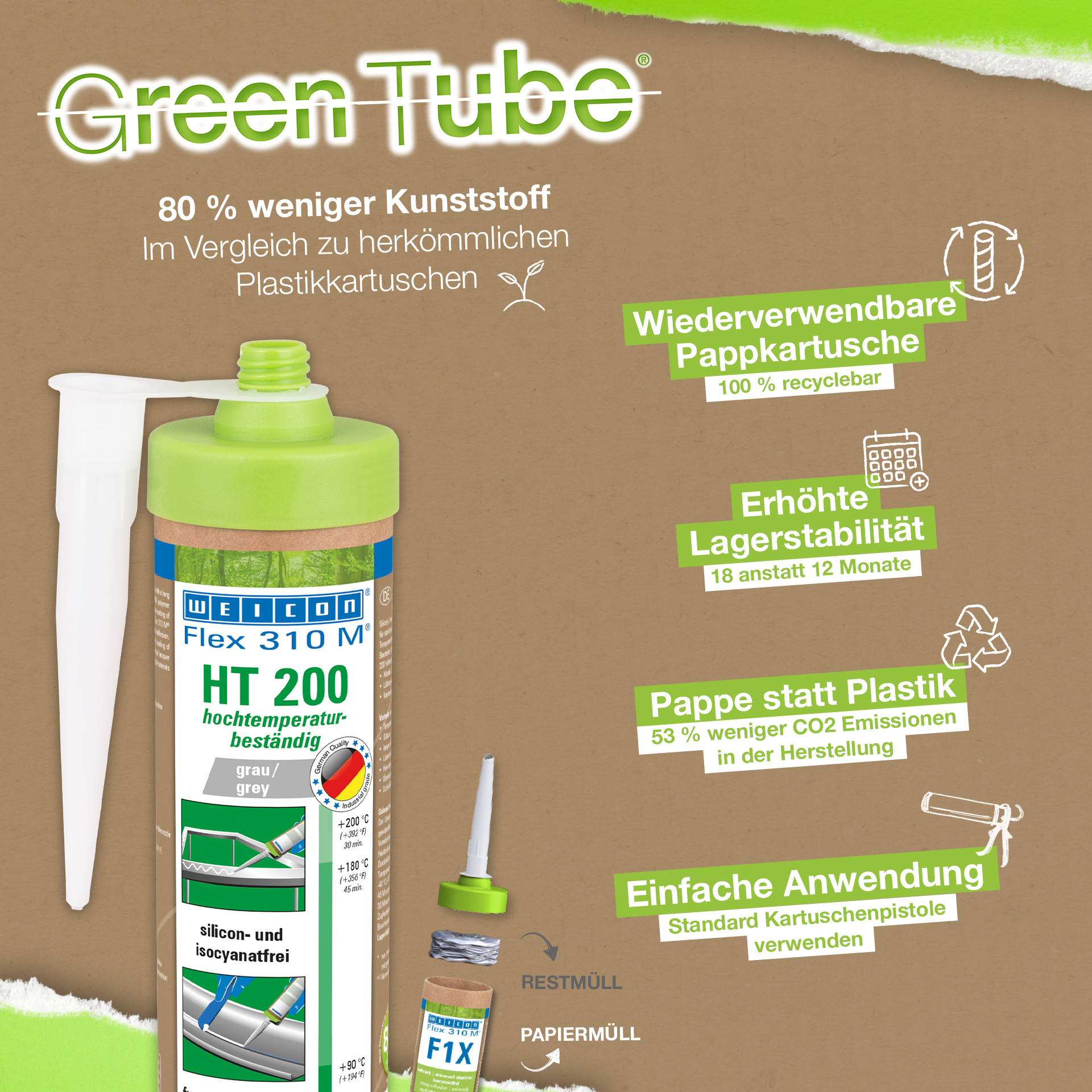 Flex 310 M® HT 200 | Lepicí a těsnicí hmota s vysokou počáteční přilnavostí - ideální pro práškové lakování a odolná vůči teplu až do 200 °C
