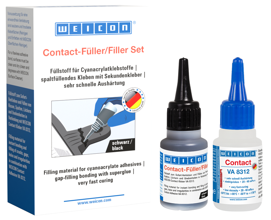 CA-Plnič set | transparent special filler and cyanoacrylate adhesive Contact VA 8312