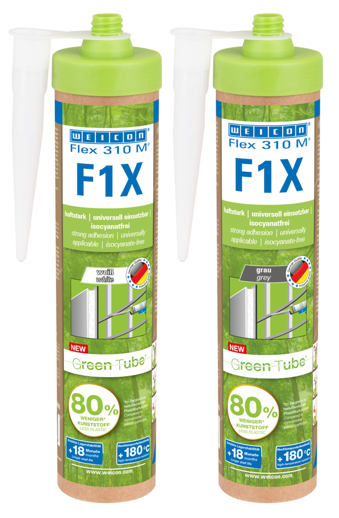 WEICON Green Tube Flex 310 M F1X | Lepidlo a těsnění na bázi MS polymerů s velmi vysokou počáteční přilnavostí, odolný vůči teplotám do 180 °C.