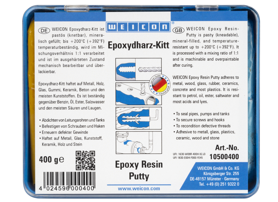 WEICON Epoxidový tmel | hnětená univerzální opravná hmota