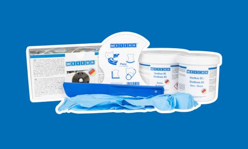 Uretanový systém na modrém pozadí